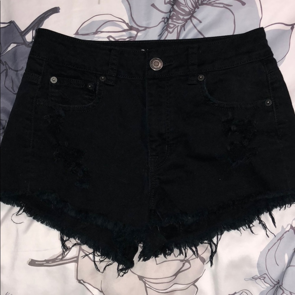 Black high rise jean shorts